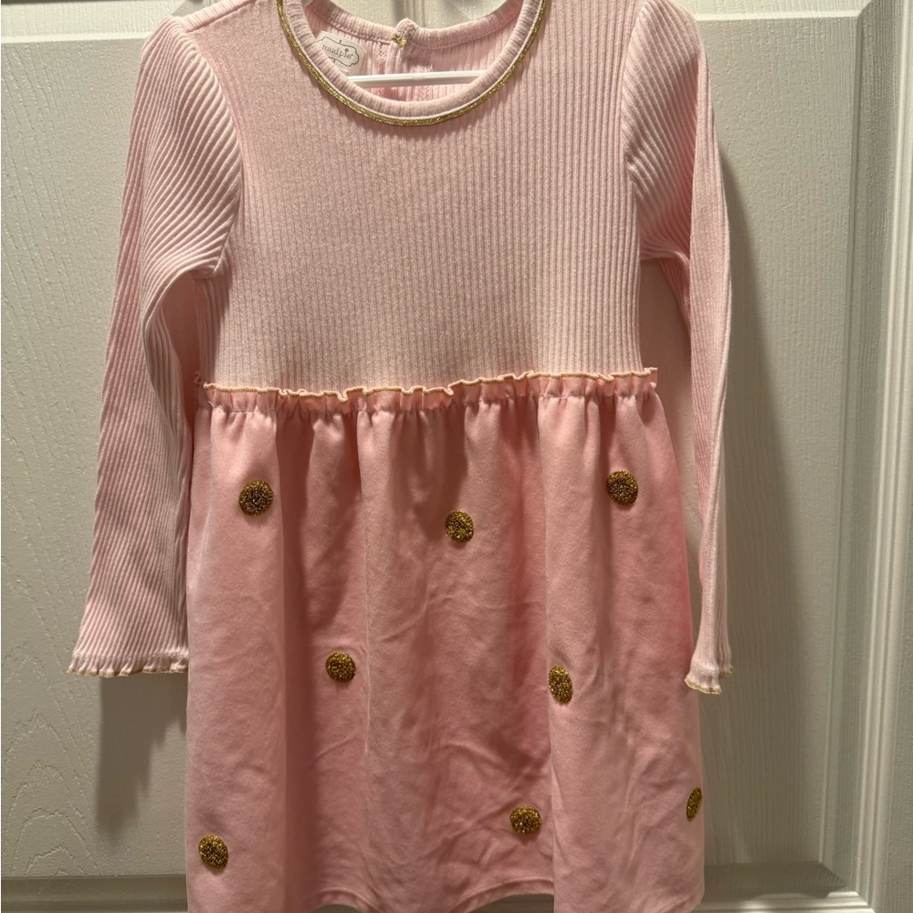 Mud Pie Blush Dress with Gold Dots